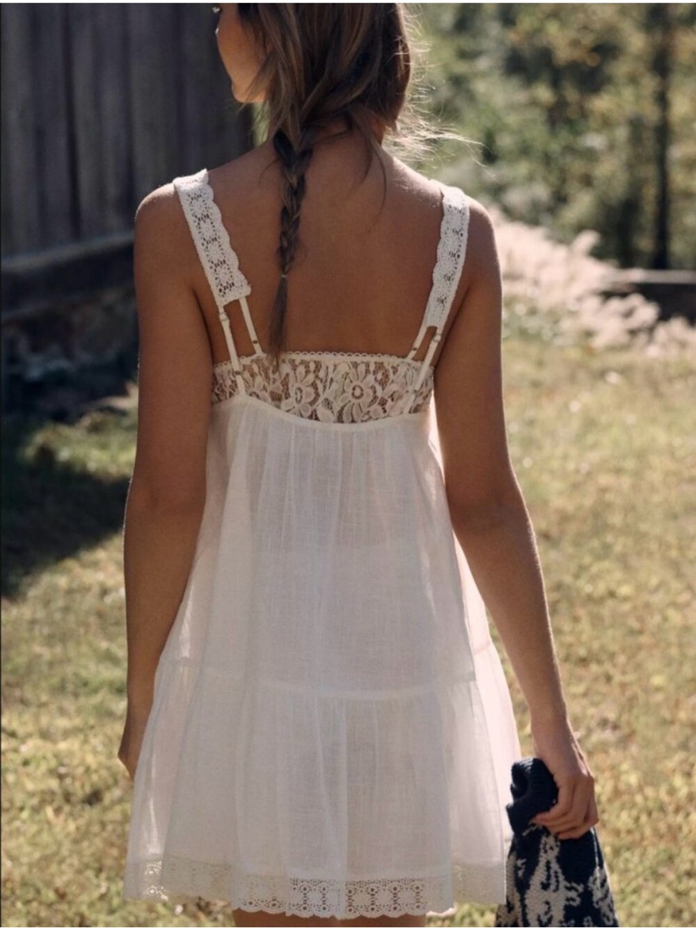 Anthropologie White Lace Trim Embroidered Sundress - Picture 2 of 5
